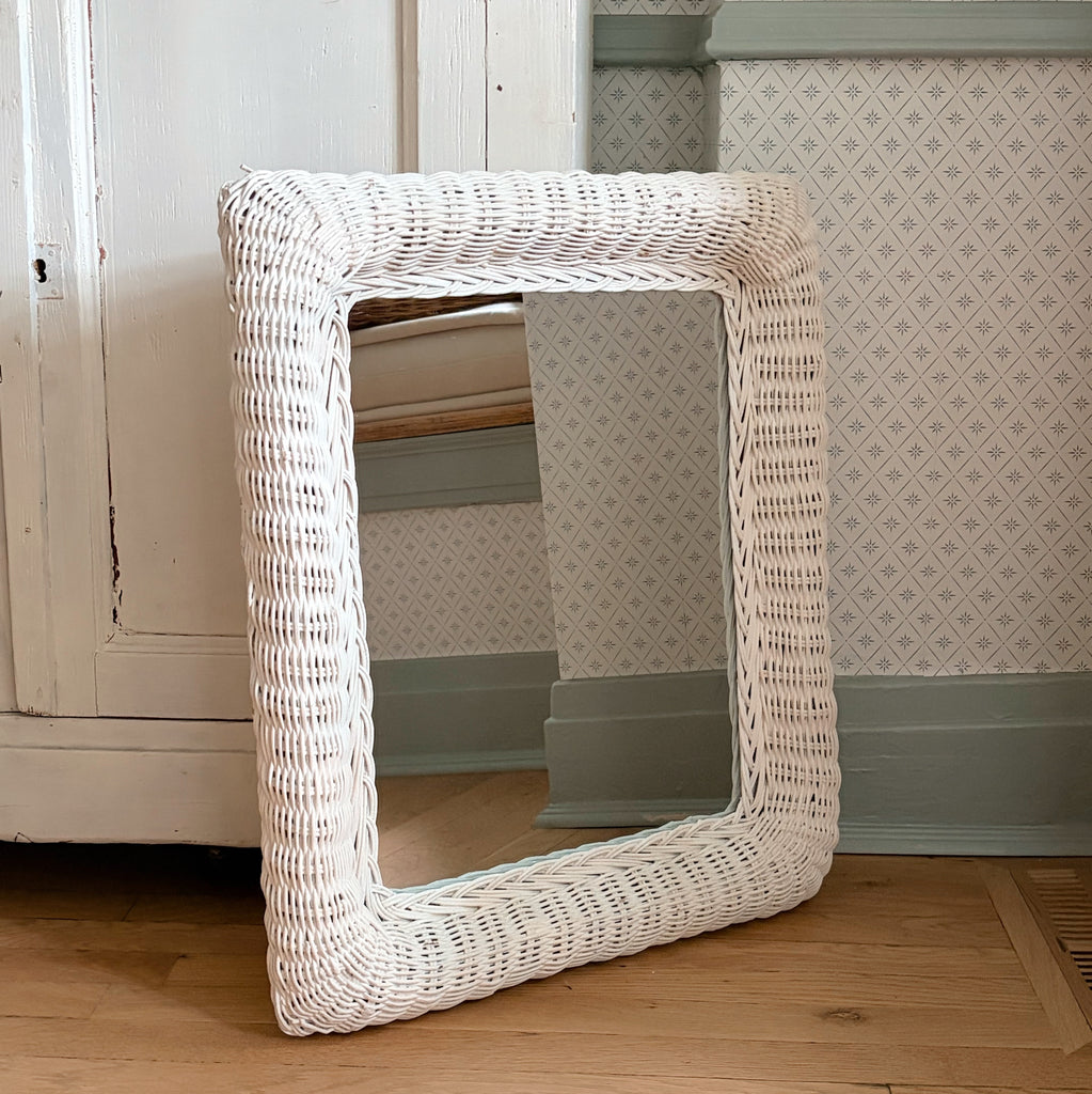 Coastal White Wicker Mirror