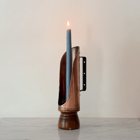 Colonial Copper and Wood Chamberstick