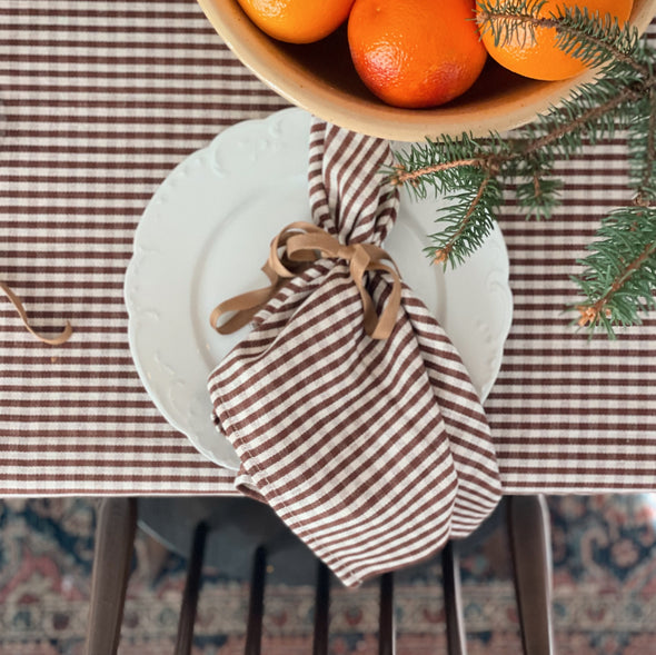 Chocolate Linen Gingham Napkin