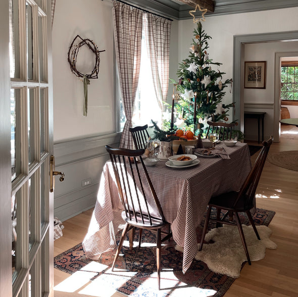 Chocolate Cotton Gingham Tablecloth