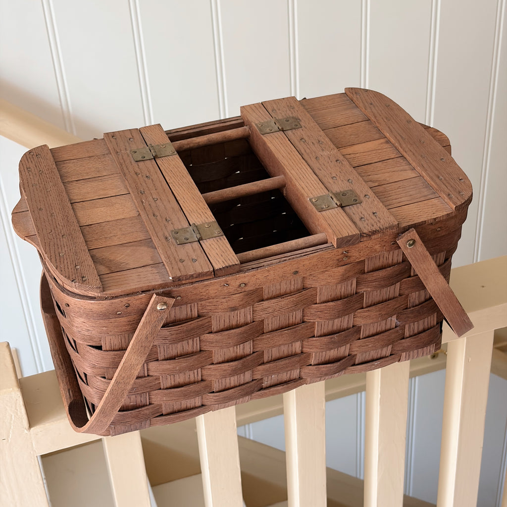 Vintage Slatted-Lid Picnic Basket