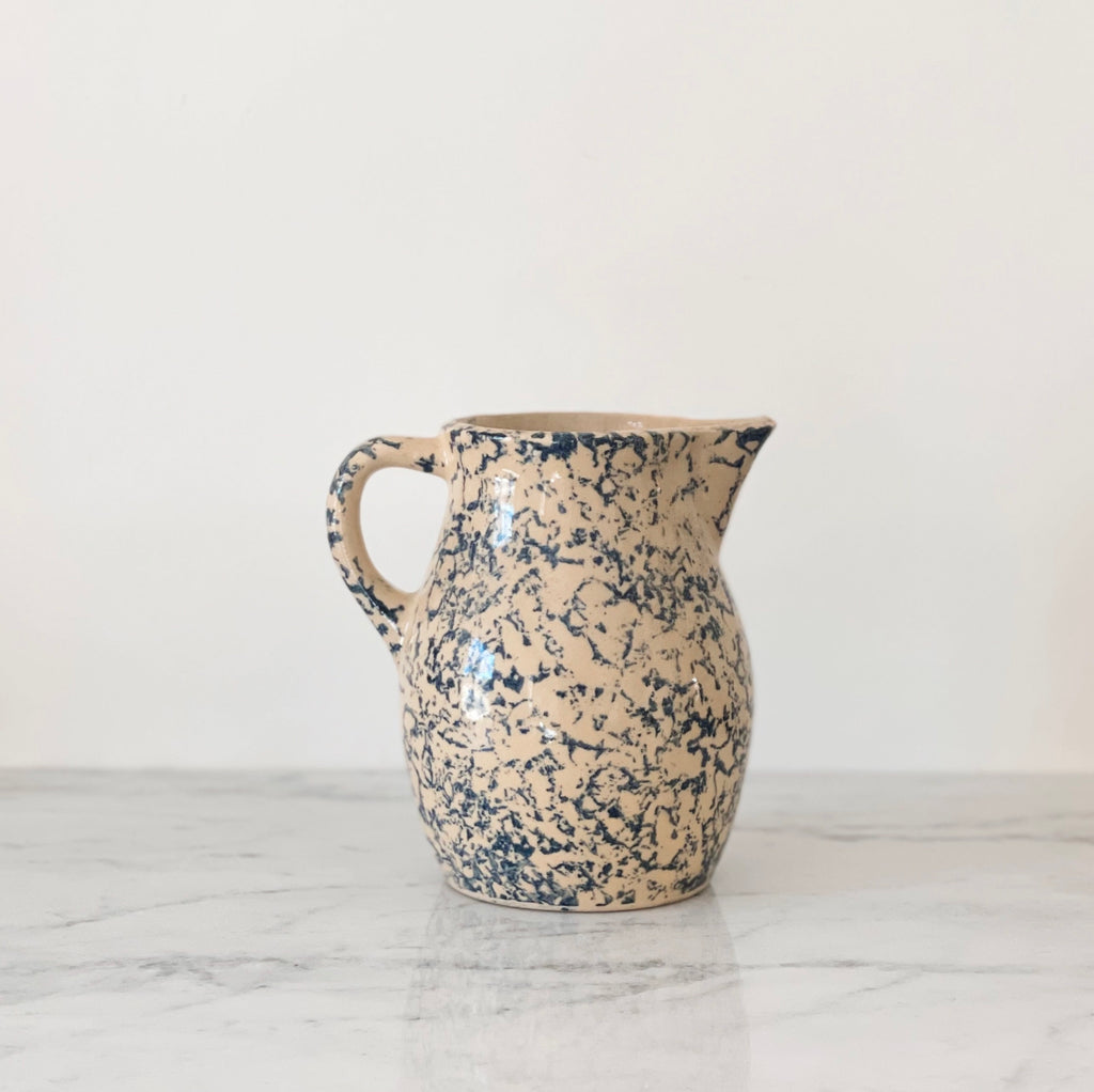 Vintage Blue Spongeware Pitcher