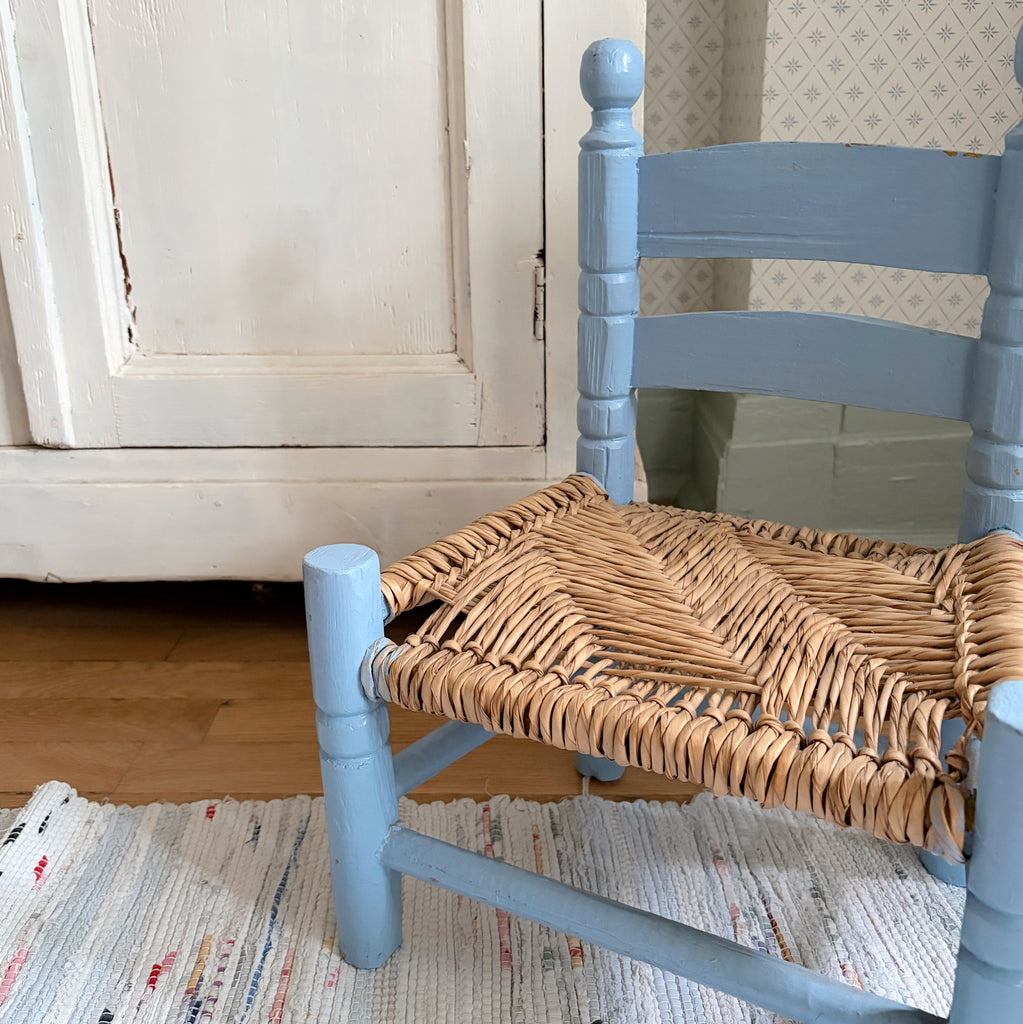 Children’s Light Blue Rush Seat Chair