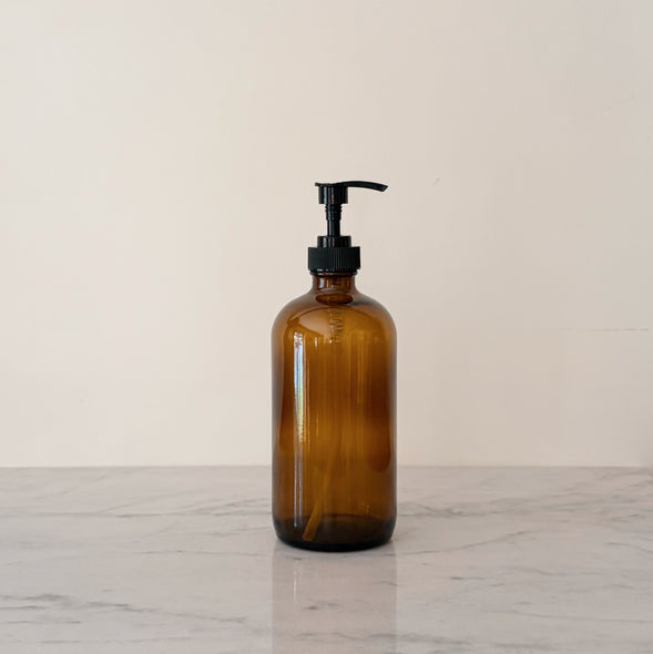Amber Glass Soap Pump
