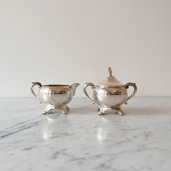 Silver Plated Creamer and Sugar Pot