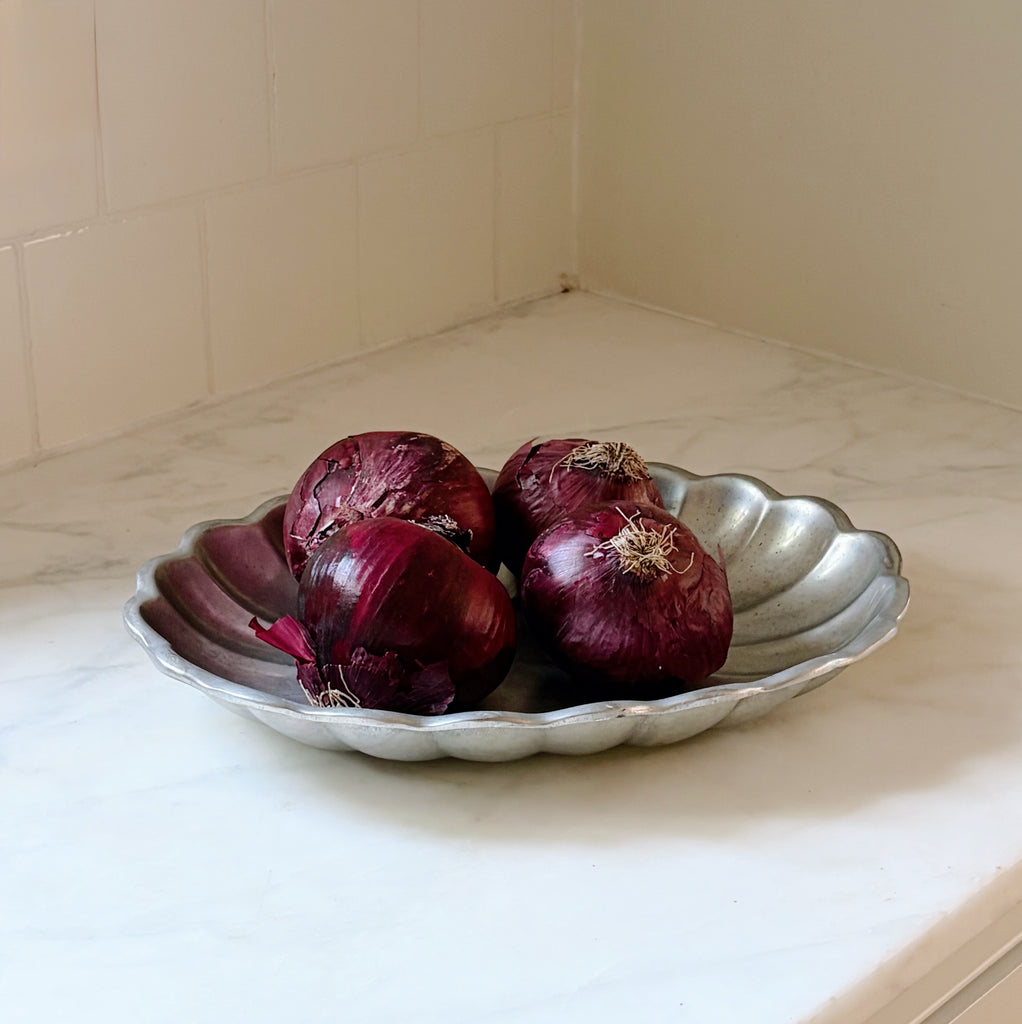 Scalloped Pewter Serving Dish