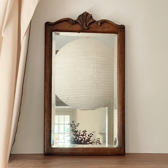 Dark Walnut Carved Antique Mirror