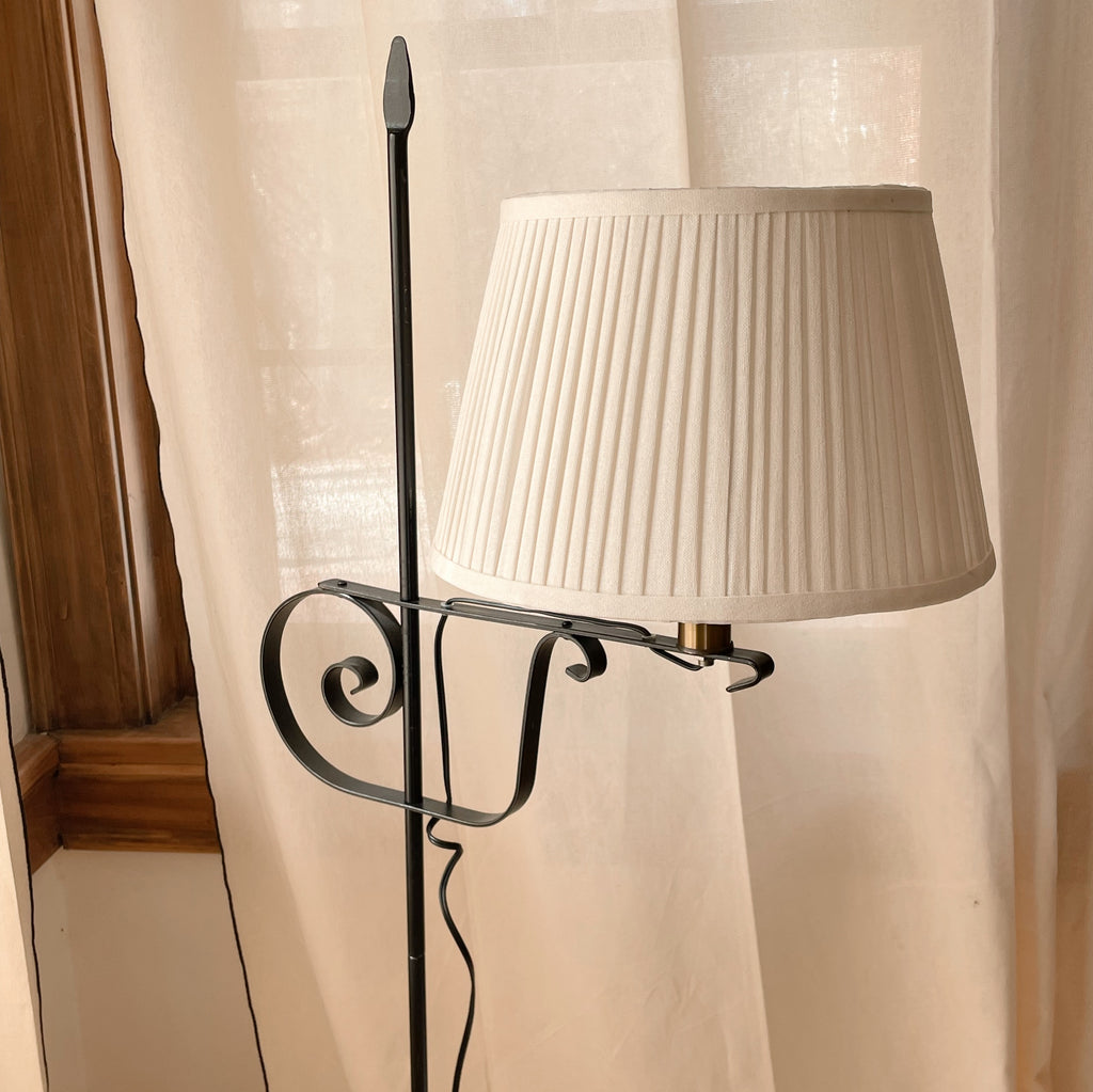 Iron Floor Lamp with Pleated Shade