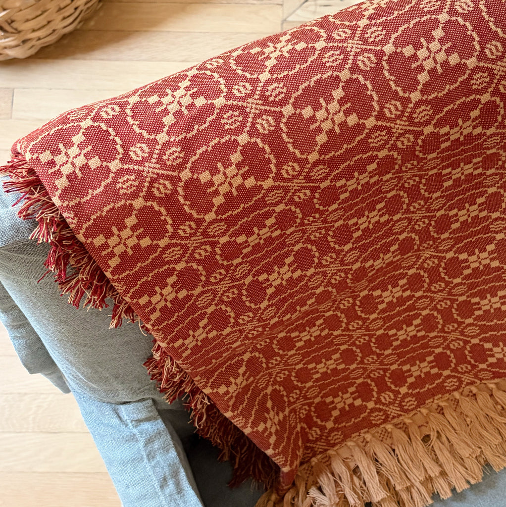 Crimson Jacquard Afghan