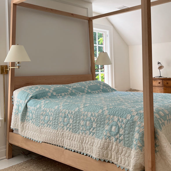 Light Blue & White Geometric Quilt