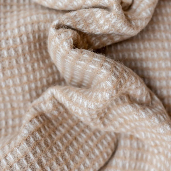 Recycled Wool Blanket in Neutral Waffle