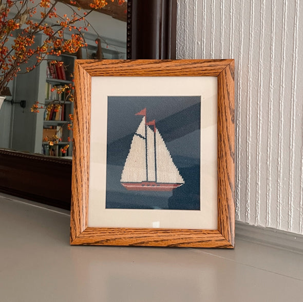 Hand-Stitched Sailboat Needlework