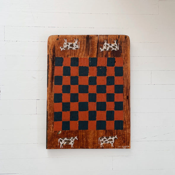 Primitive Hand Painted Wooden Checkerboard