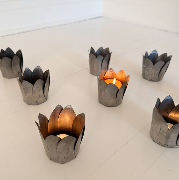 Hand-Forged Petal Tin Tealight Holders