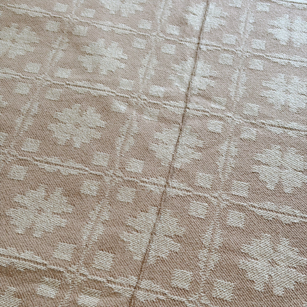 Antique Taupe and Ivory Jacquard Coverlet