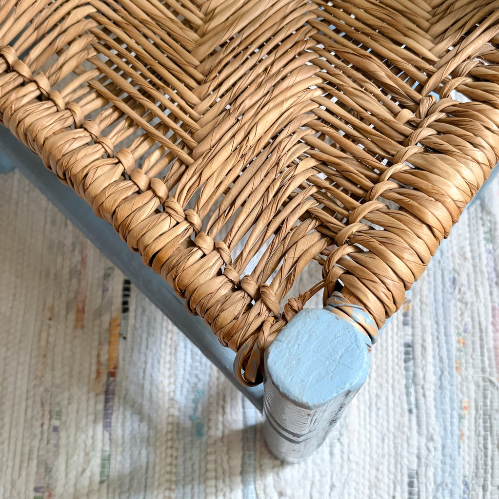 Children’s Light Blue Rush Seat Chair