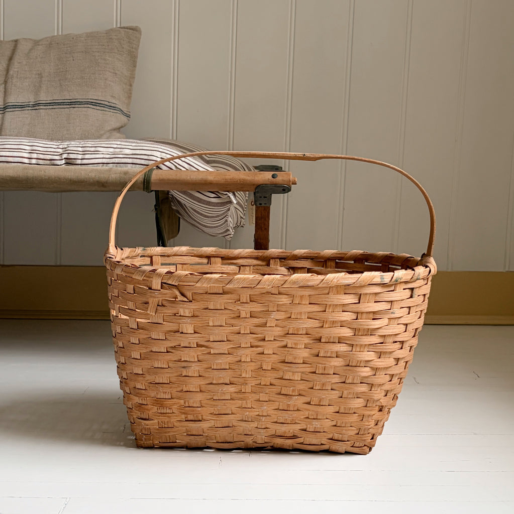 Vintage Hand-Woven Splint Gathering Basket