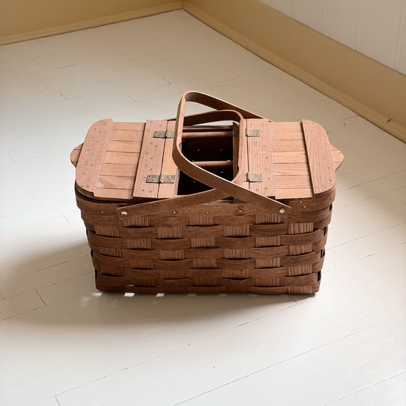 Vintage Slatted-Lid Picnic Basket
