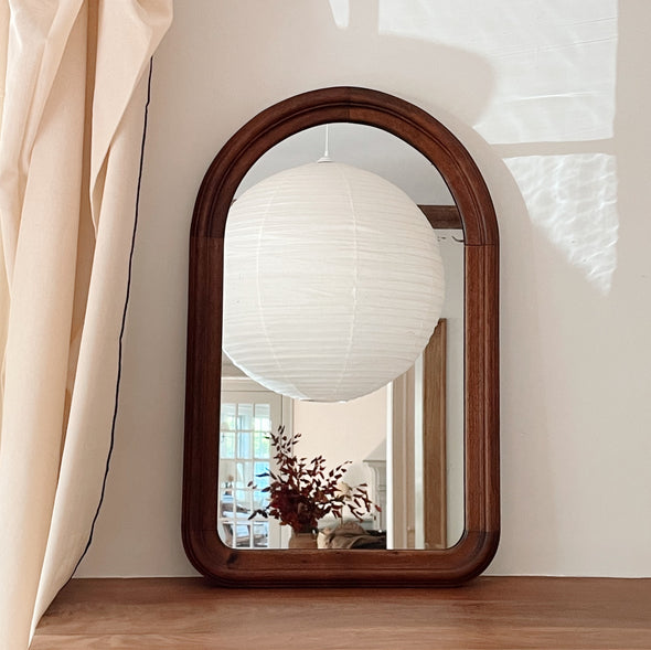 Vintage Arched Walnut Mirror