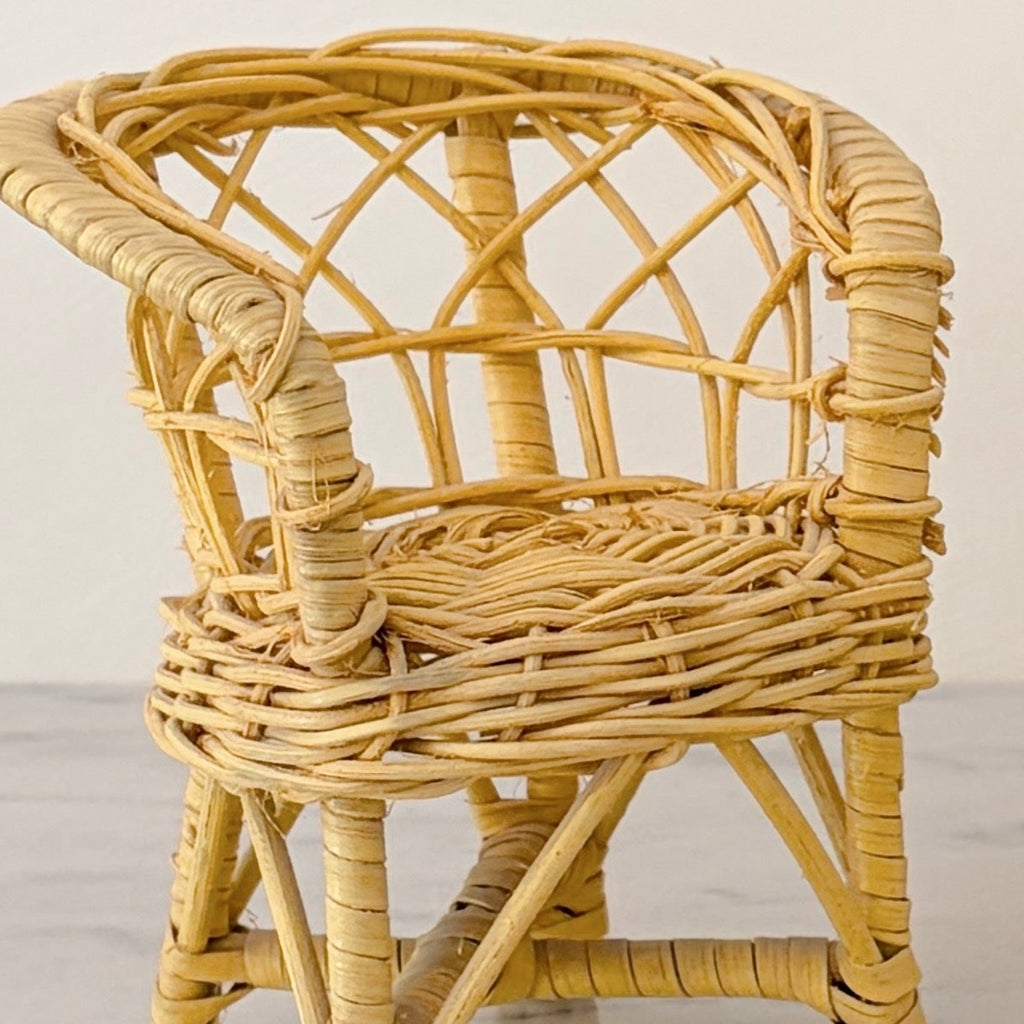 Yellow Wicker Doll Furniture Set