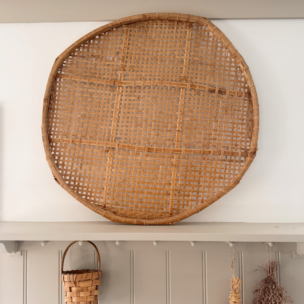 Vintage Bamboo Winnowing Basket