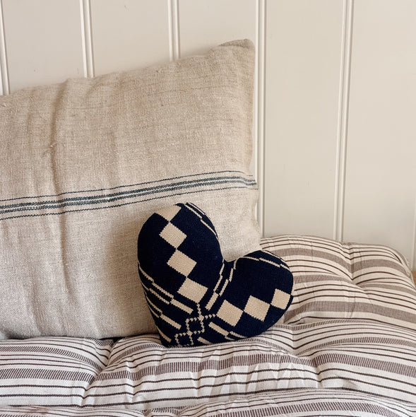 Jacquard Wool Coverlet Heart Pillow