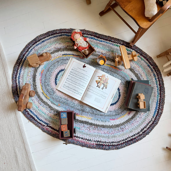 Vintage Hand-Braided Rag Rug