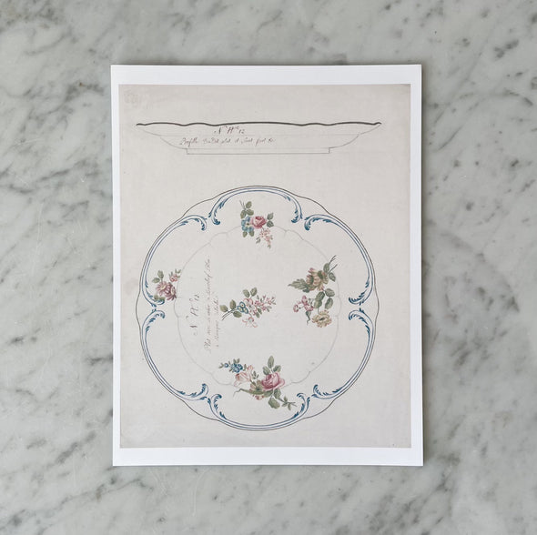 Design for a Painted Porcelain Tray Antique Art Print