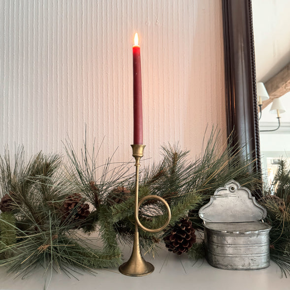 Brass Horn Candlestick Holder
