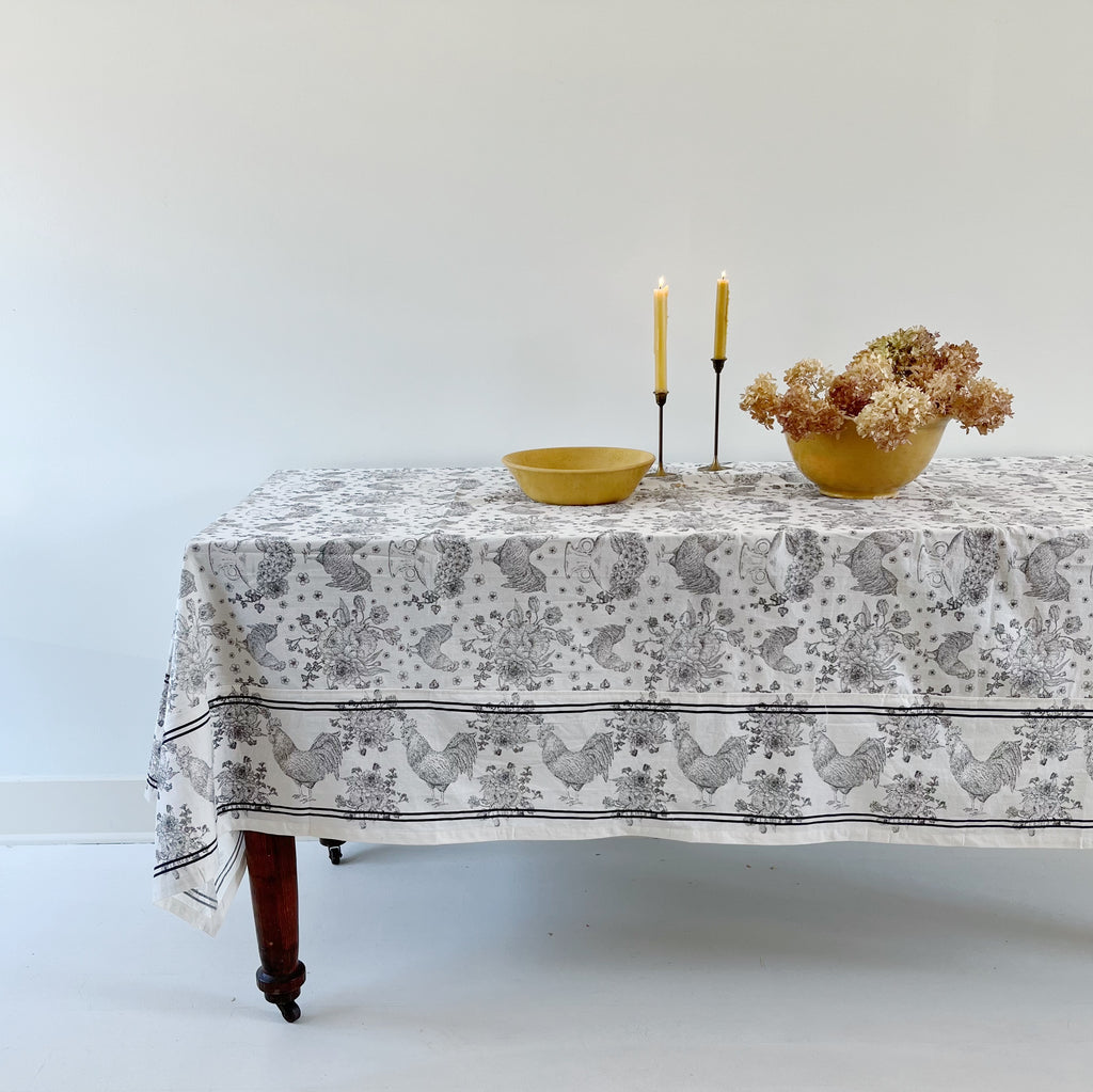 French Rooster Toile Tablecloth