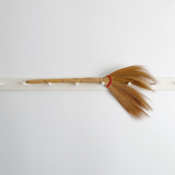 Handmade Grass Broom with Red Braid