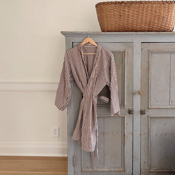 Cotton Gingham Kimono Robe