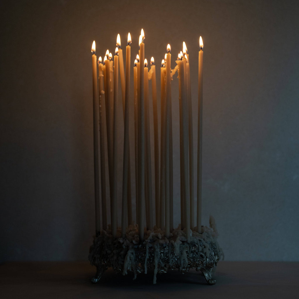 Long Ochre Beeswax Dipped Candles