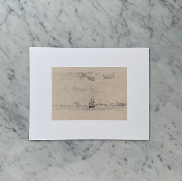 "Coastal Landscape with Shipping" Print