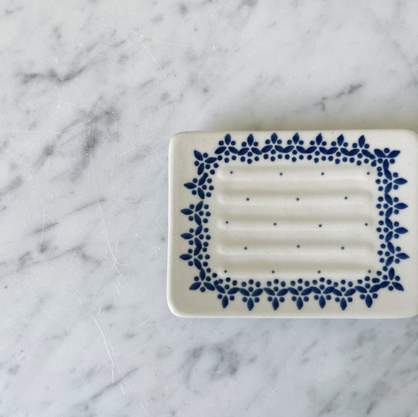 Square Hand Painted Ceramic Soap Dish