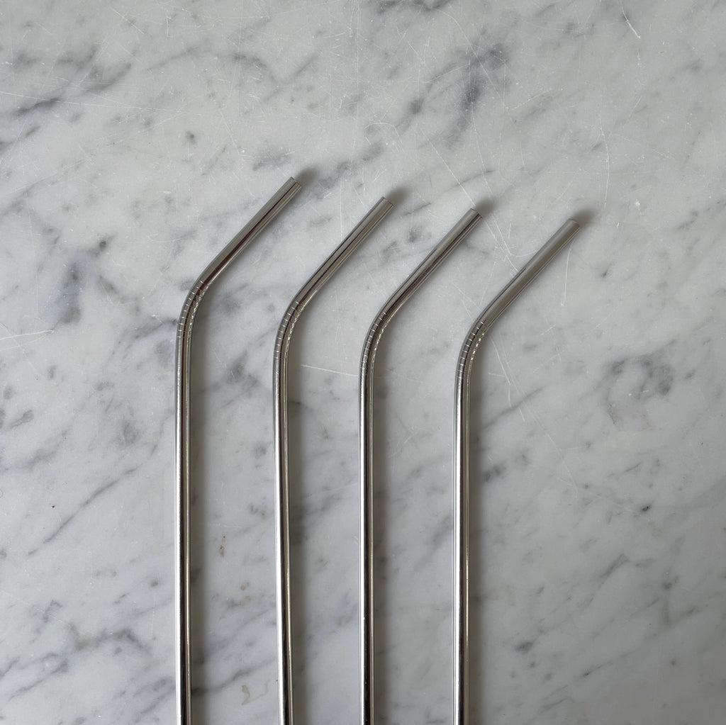 Bent Stainless Steel Long Straw Set