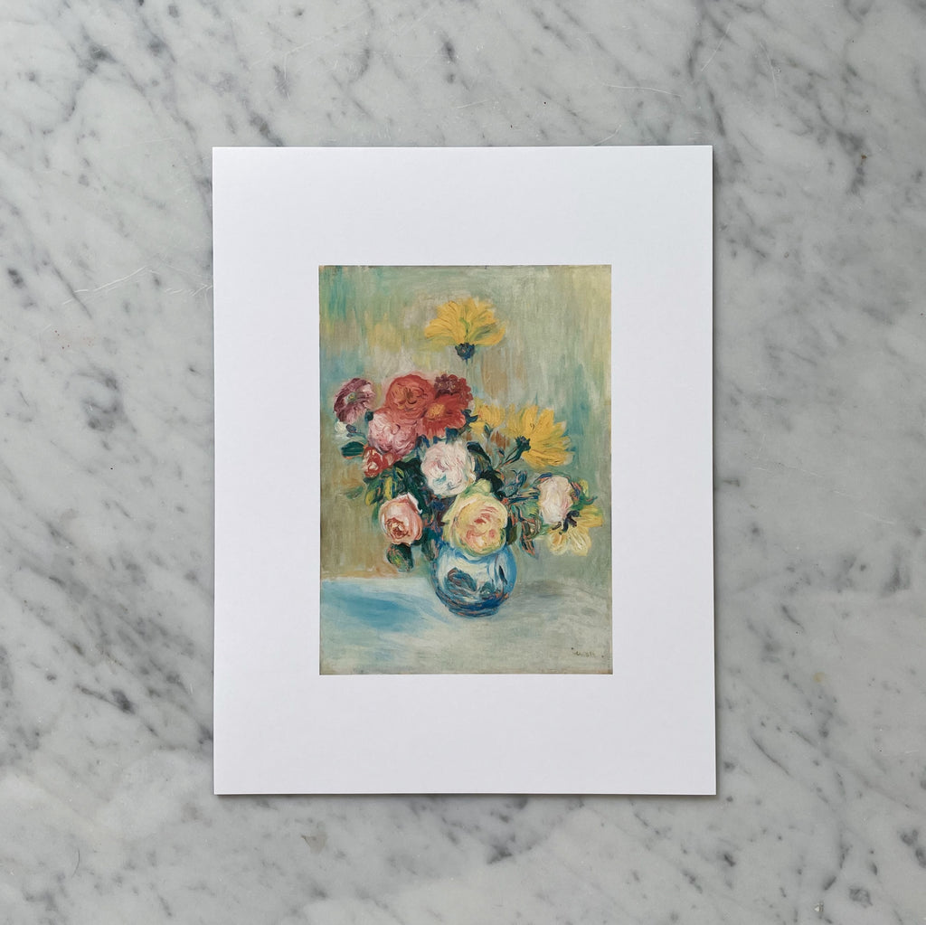 "Vase De Roses Et Dahlias" Print