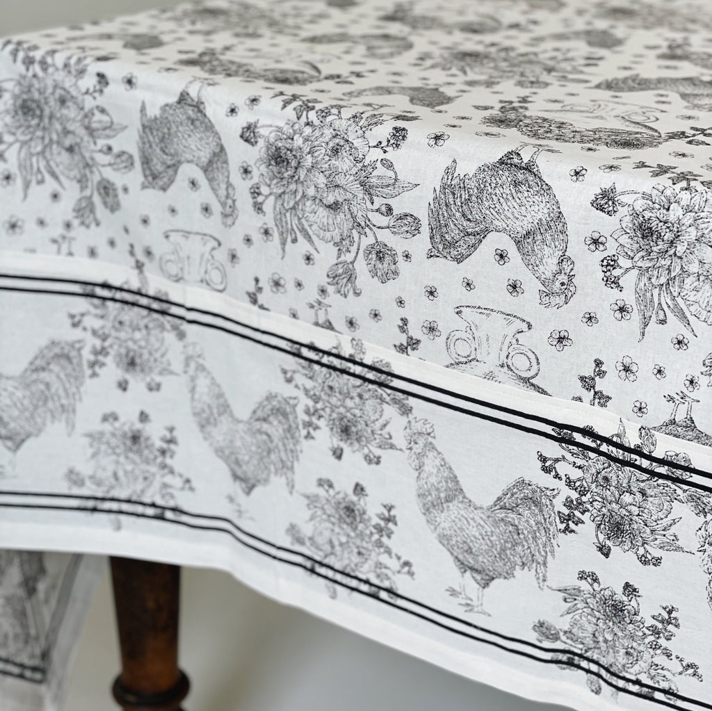 French Rooster Toile Tablecloth