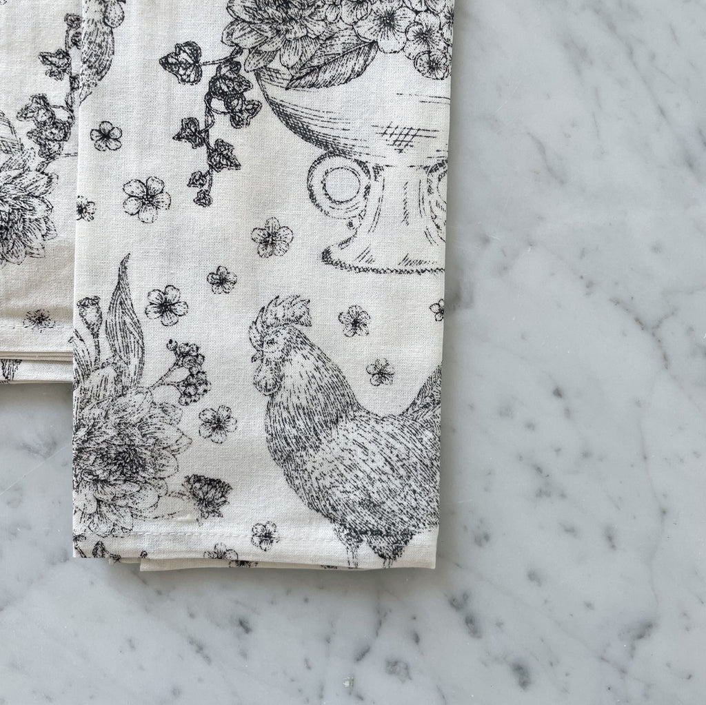 French Rooster Toile Napkin Set