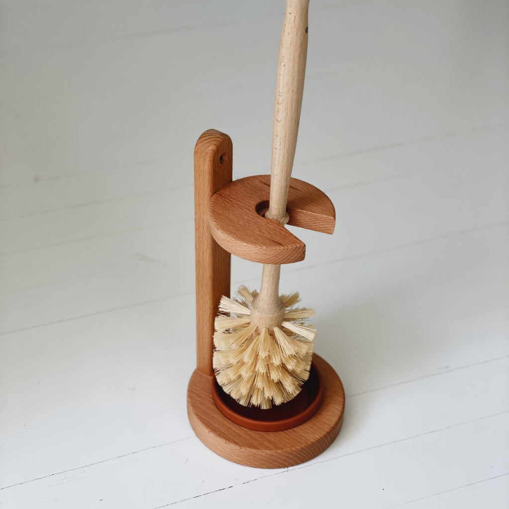 Toilet Brush with Wooden Stand