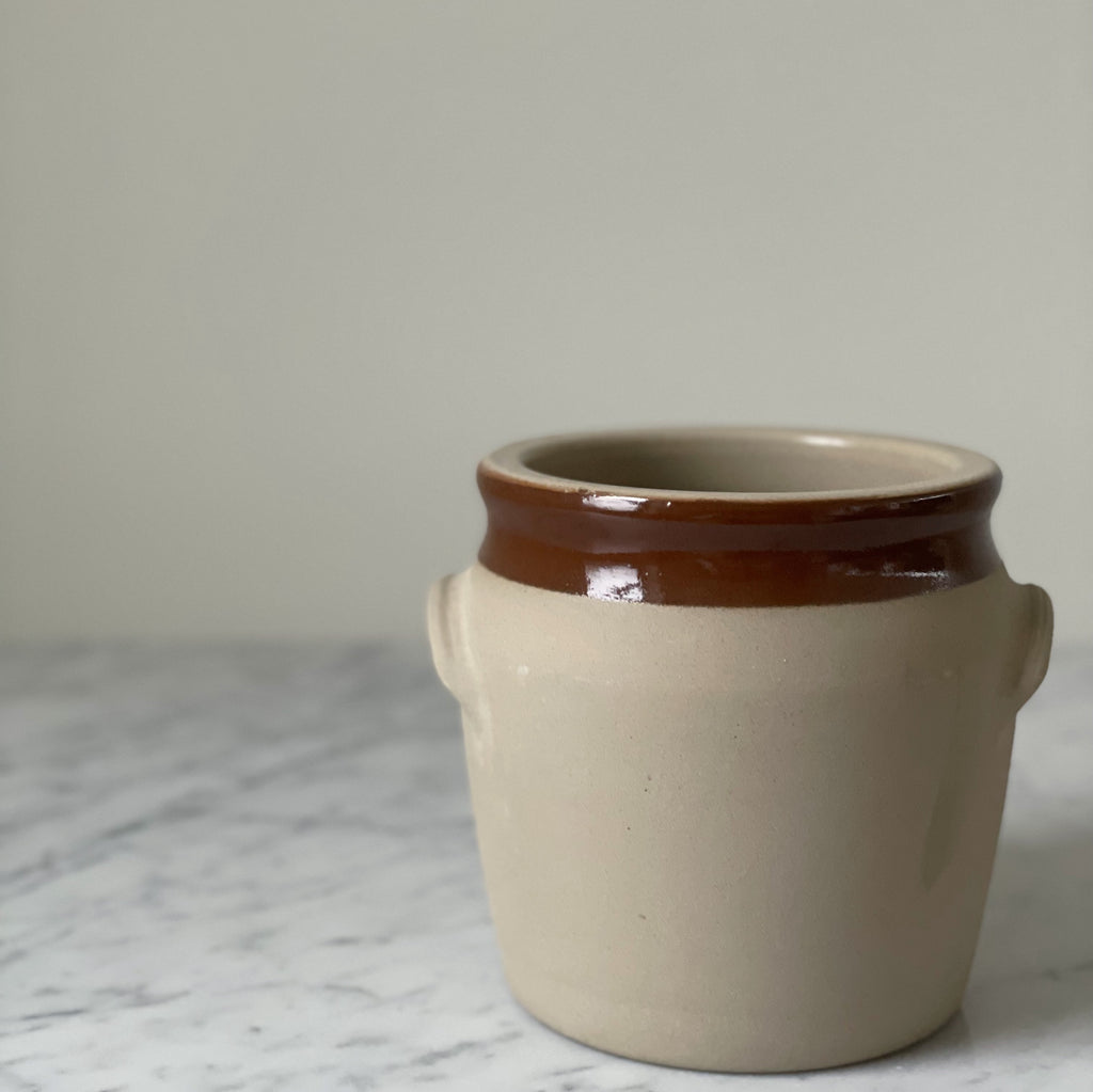 Vintage White Ceramic Crock for Kitchen Utensils 