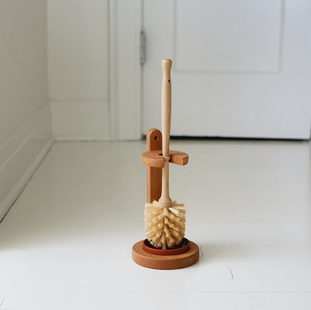 Toilet Brush with Wooden Stand