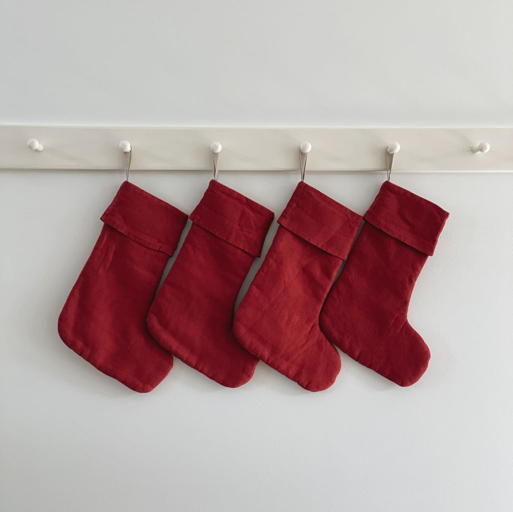 Quilted Linen Christmas Stockings