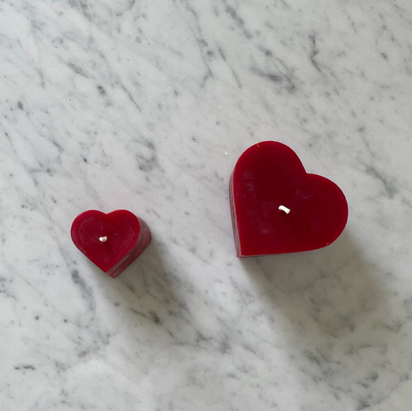 Ruby Beeswax Heart Candles