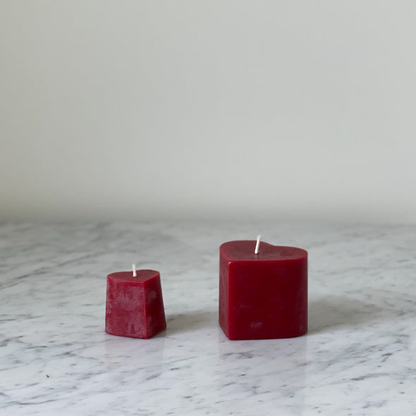 Ruby Beeswax Heart Candles